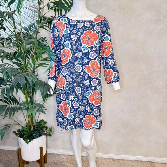 Old Navy Sheath Dress Blue and Orange Bateau Neckline - Picture 1 of 11
